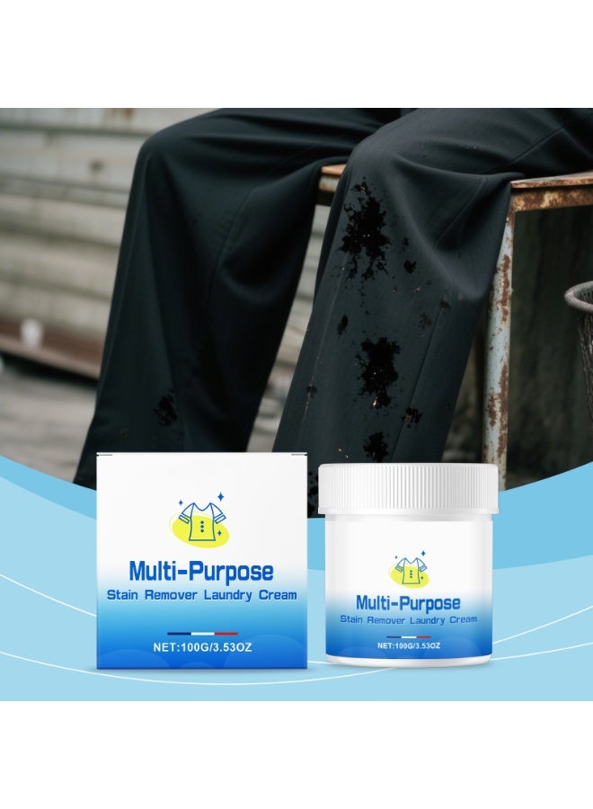 كريم مزيل البقع متعدد الأغراض للغسيل، مزيل بقع عنيدة للقمصان البيضاء، منظف متعدد الأغراض ومزيل بقع الغسيل، إزالة سهلة للدهون، القهوة والمزيد (3.53 أونصة) - Image 5